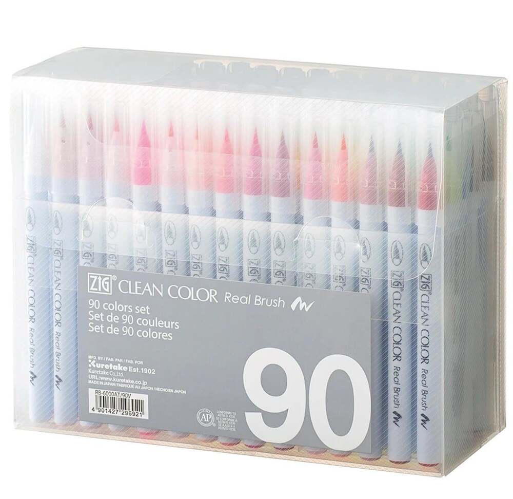 ZIG Clean Color Real Watercolor Brush Pens 90 Color Set Markers Made in Japan
